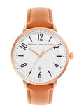 French Connection Men Embellished Dial & Leather Straps Analogue Watch FC155BR-W
