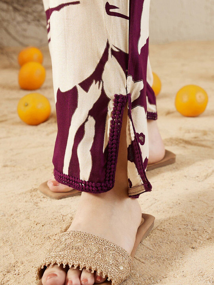 Indo Era Shirt Collar Floral Printed Straight Kurta with Trouser