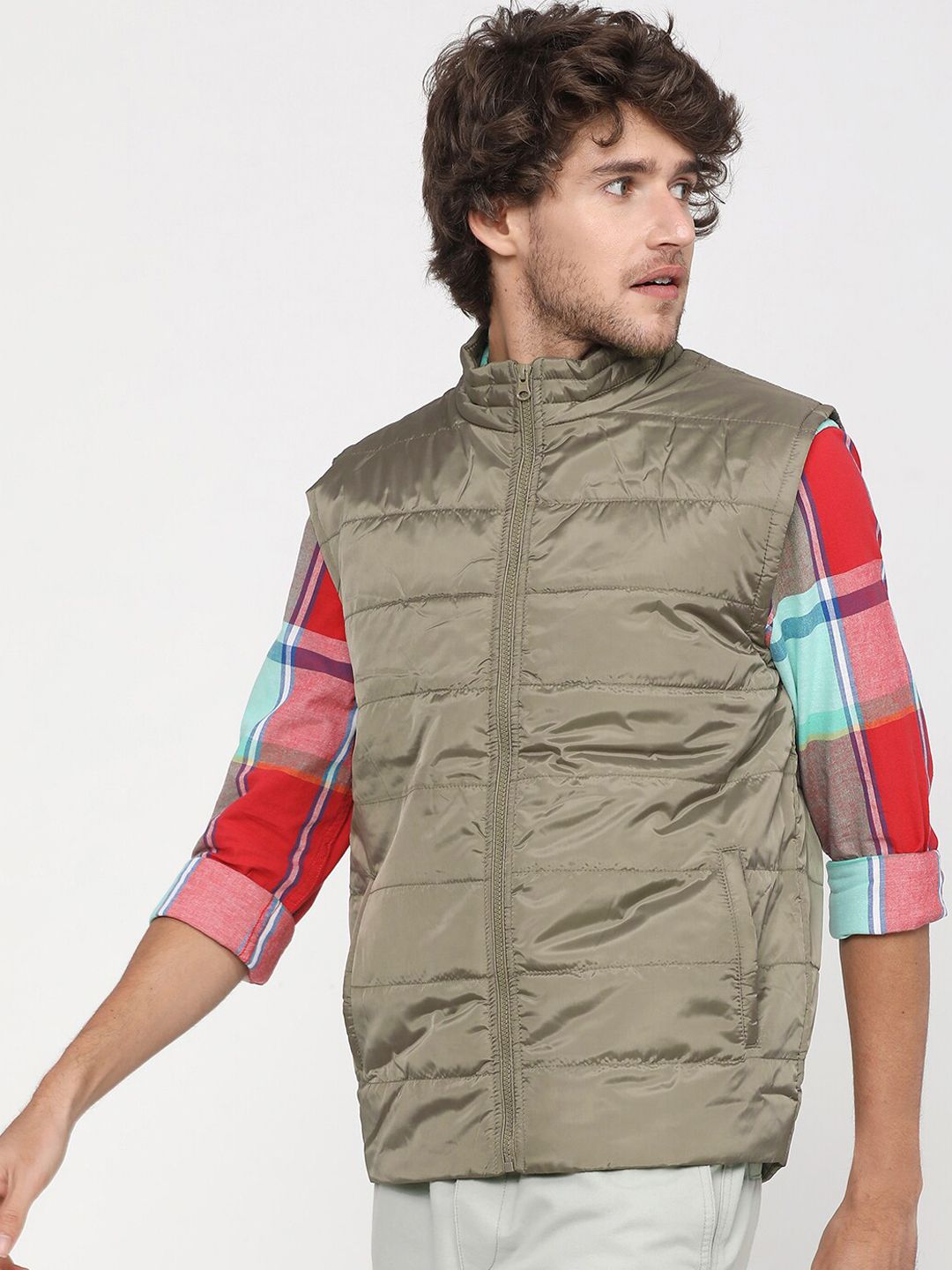 HIGHLANDER Men Brown Checked Padded Jacket