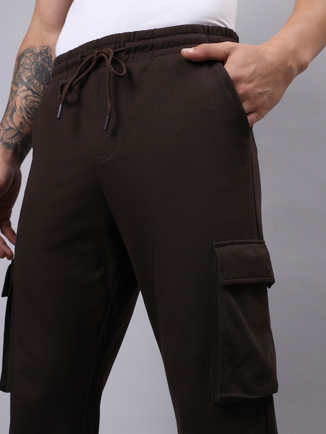 Bewakoof Men Brown Cotton Oversized Joggers