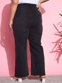 SASSAFRAS Curve Women Plus Size Black High-Rise Clean Look Stretchable Jeans