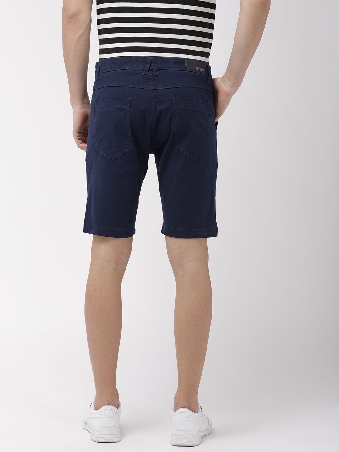 HIGHLANDER Men Navy Blue Solid Slim Fit Chino Shorts