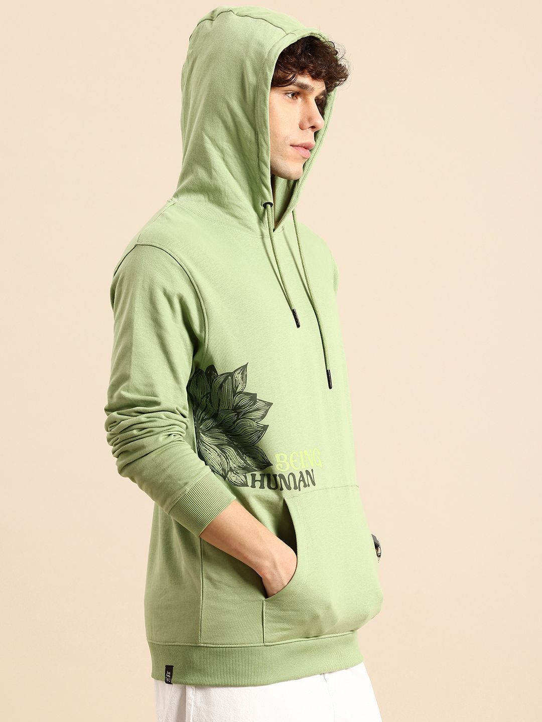 Being Human Pure Cotton Placement Printed Hooded Sweatshirt