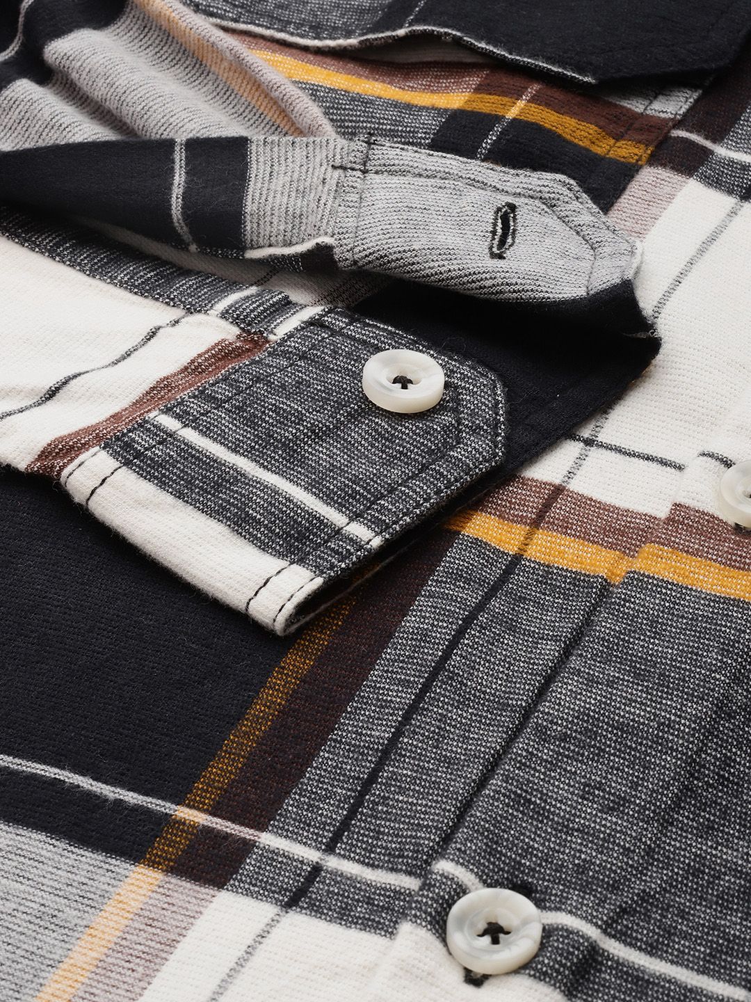 The Indian Garage Co Pure Cotton Checked Drop-Shoulder Sleeves Relaxed Fit Casual Shirt