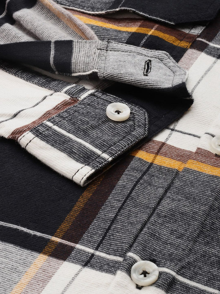 The Indian Garage Co Pure Cotton Checked Drop-Shoulder Sleeves Relaxed Fit Casual Shirt