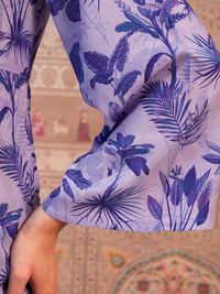 Vishudh Lavender Floral Printed A-Line Kurta