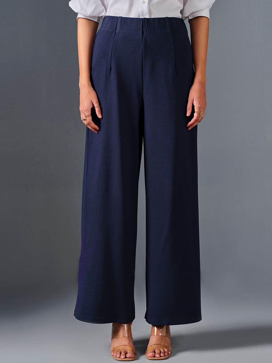 AND Women Mid Rise Flared Parallel Trousers