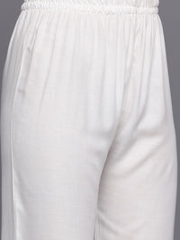 Varanga Floral Embroidered Chikankari Kurta With Trousers & Dupatta