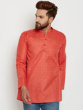 SOJANYA Men Orange Printed Straight Kurta