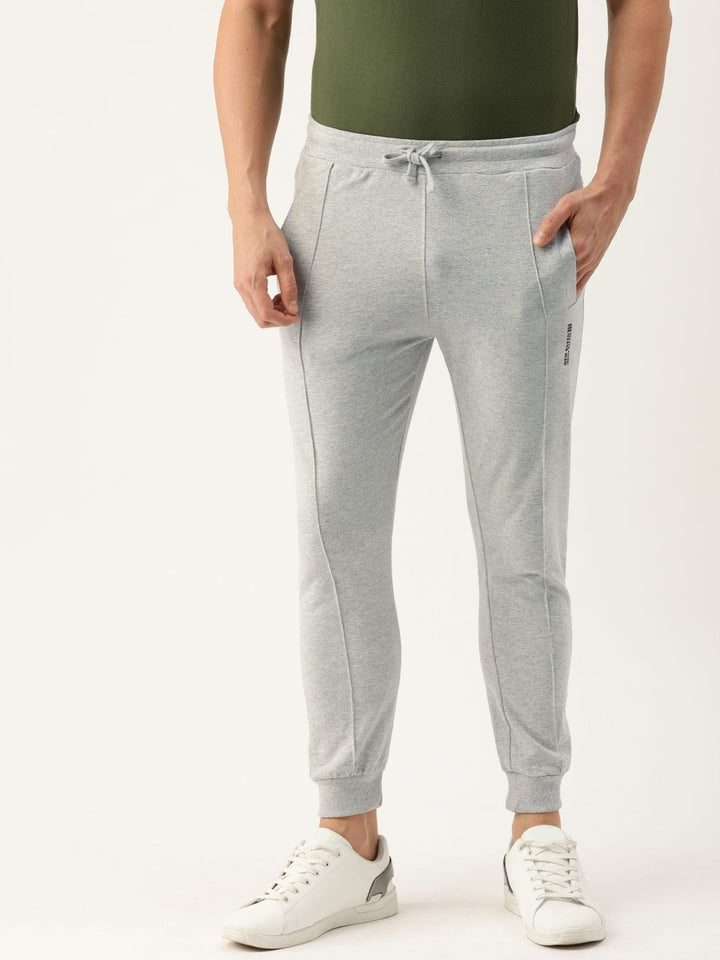 The Indian Garage Co Men Grey Melange Solid Joggers