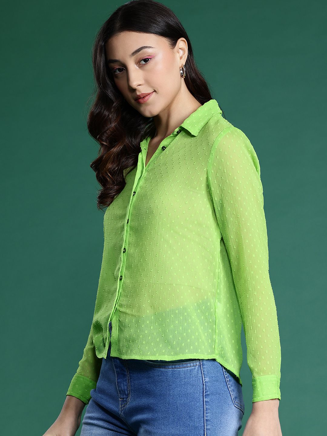 DressBerry Dobby Sheer Casual Shirt