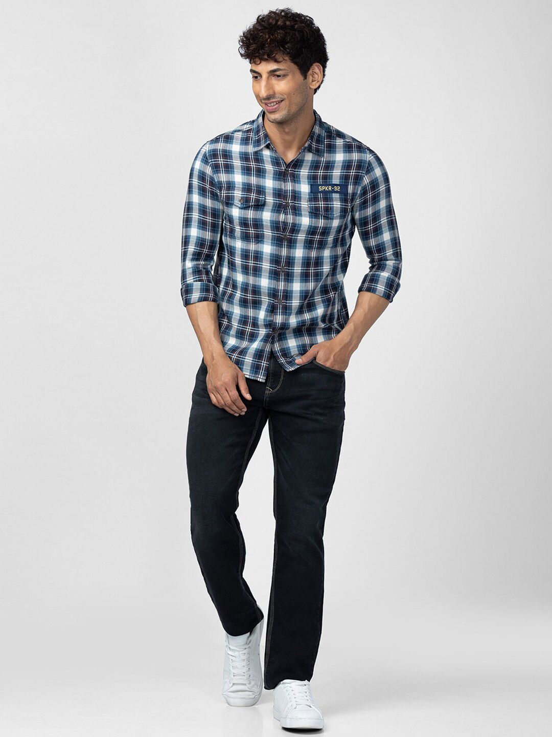 SPYKAR Men Slim Fit Tartan Checks Checked Cotton Casual Shirt