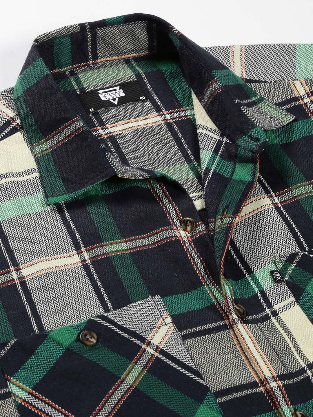Thomas Scott Classic Buffalo Checked Twill Cotton Shirt