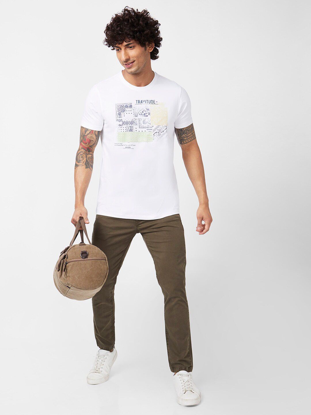 SPYKAR Typography Printed Slim Fit Cotton T-shirt
