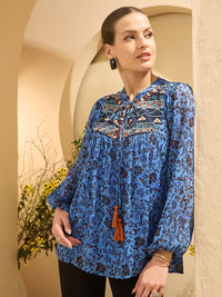 Antheaa Women Embroidered Floral Printed Top