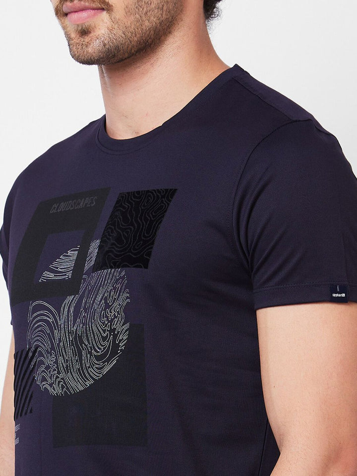 SPYKAR Round Neck Typography Printed Cotton Slim Fit T-shirt