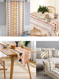 URBAN SPACE Mustard-Yellow Printed Square Cotton 4-Seater Table Cover