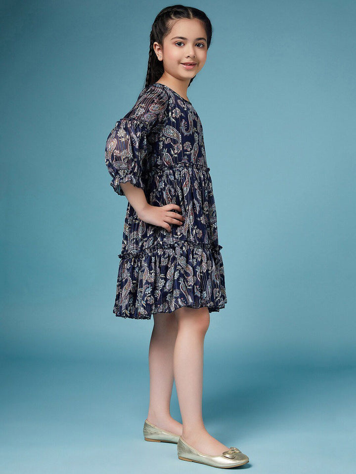 pspeaches Girls Ethnic Motifs Printed Georgette A-Line Dress