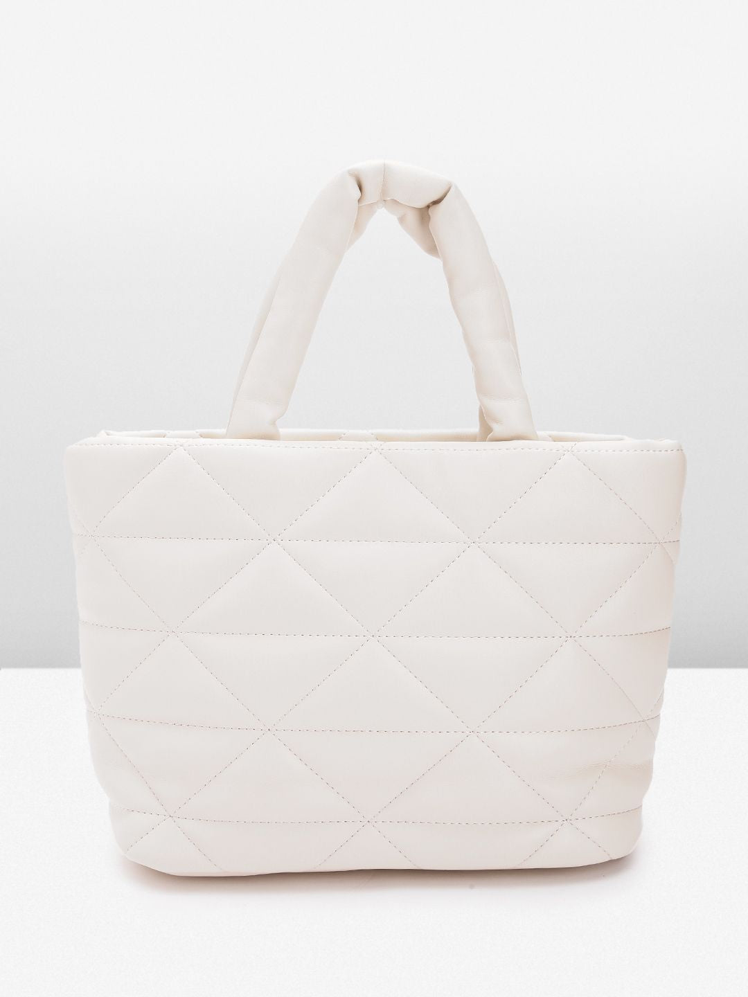 Lino Perros Women Geometric Textured Structured Handheld Bag with Quilted Detail