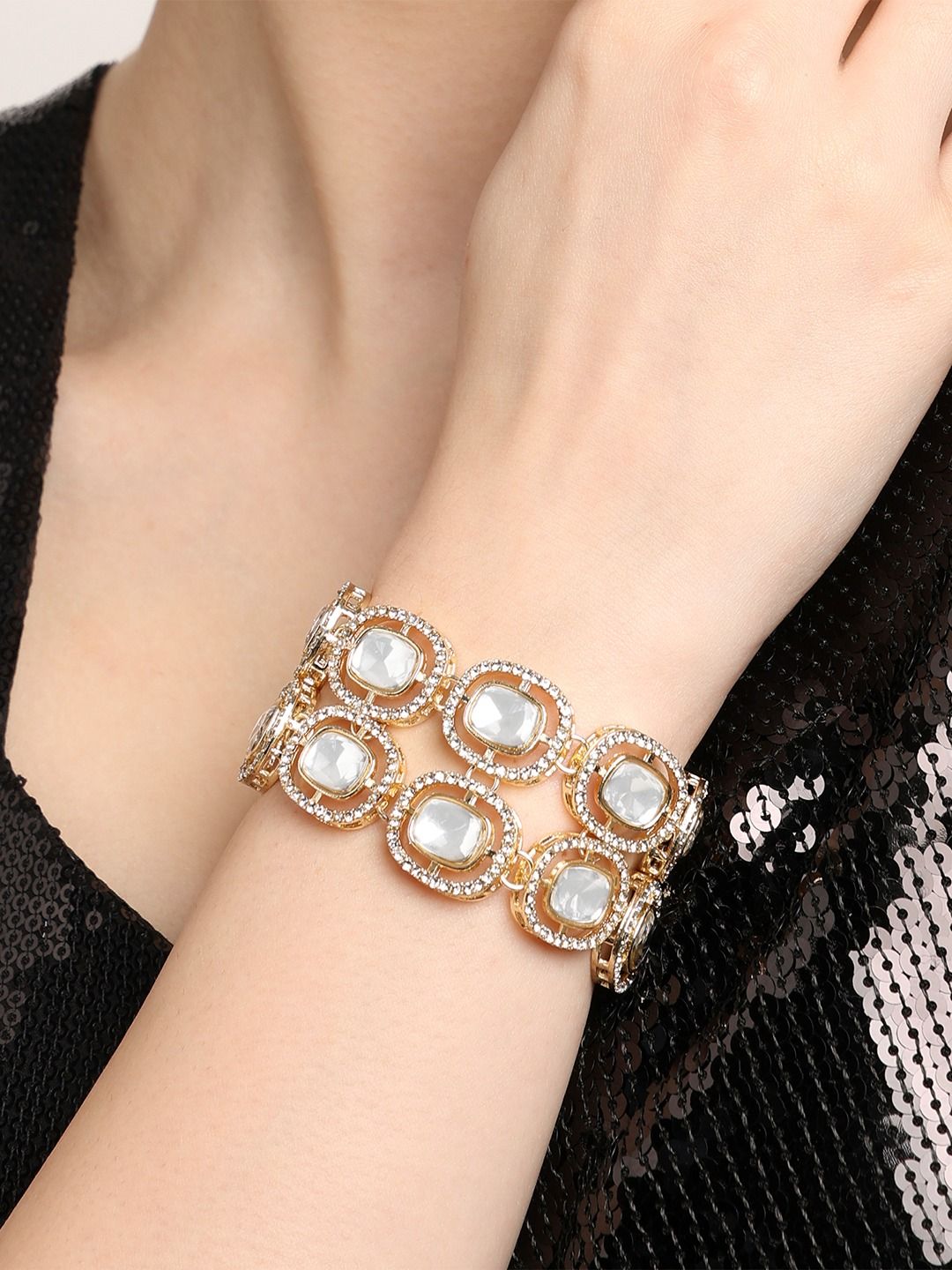 Set Mutiara Zaveri 2 Gelang Lilit Berlian Austria Bersalut Emas