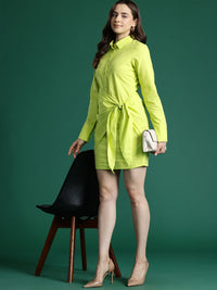 DressBerry Pure Cotton Wrap Tie-Up Shirt Mini Dress