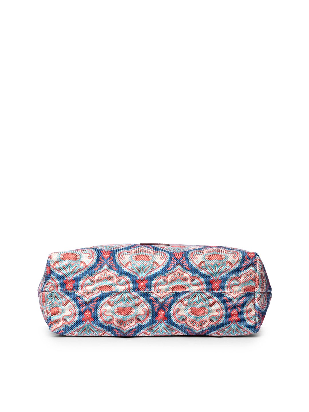 ZOUK Ethnic Printed Structured Jute Tote Bag