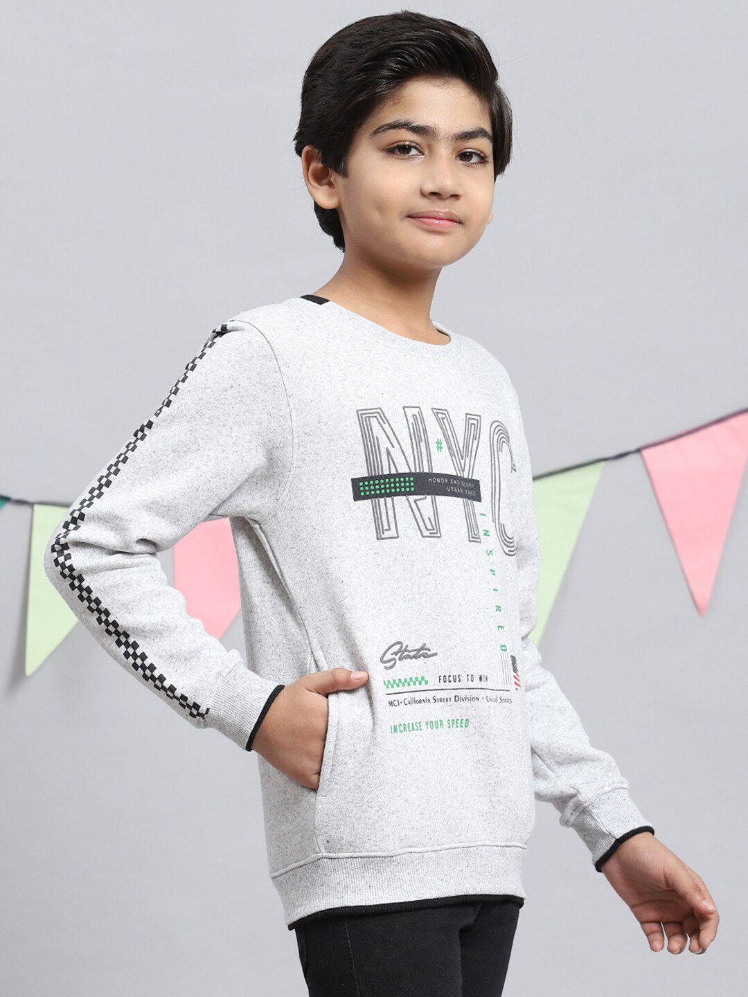 Monte Carlo Boys Typography Printed Pullover Sweatshirt