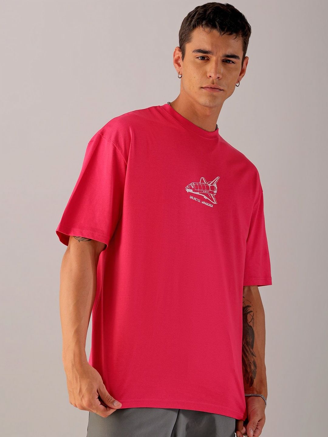 The Indian Garage Co Men Back Printed Oversized Round Neck T-shirt