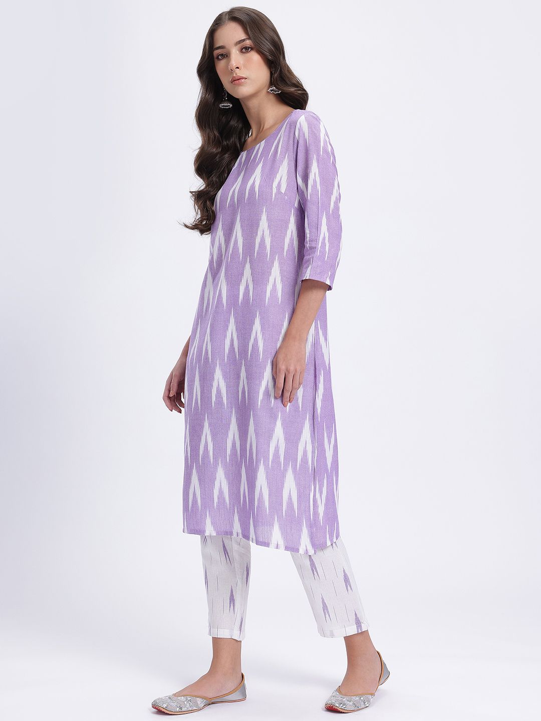 Anouk Ikat Print Kurta with Trousers & With Dupatta
