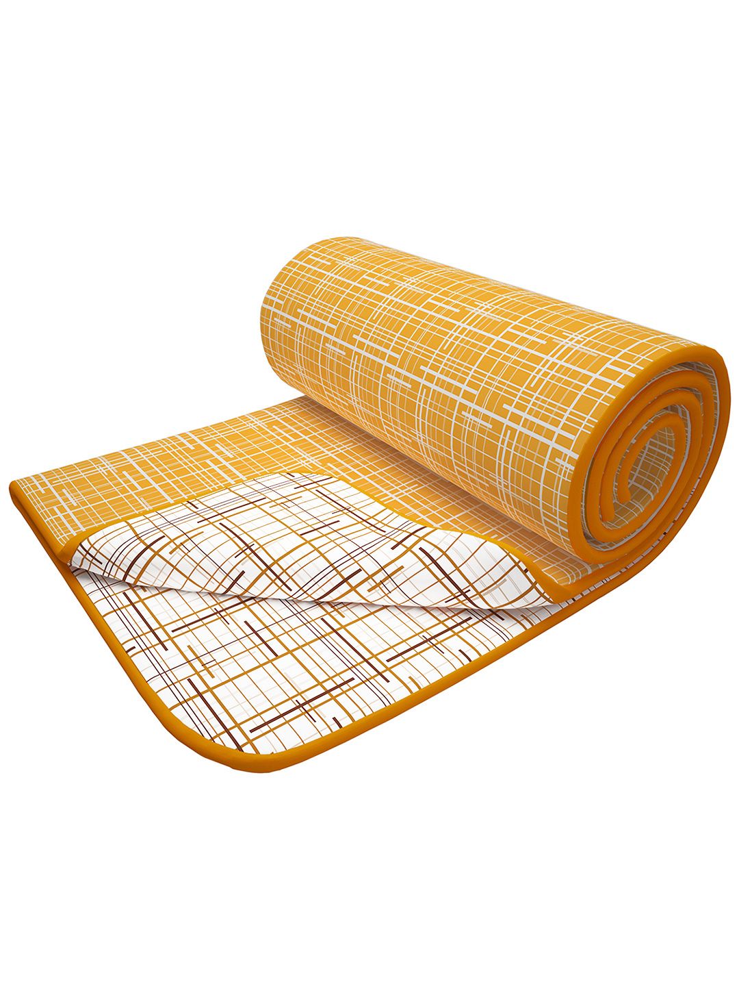Story@home White & Yellow Printed AC Room 150 GSM Reversible Cotton Double Bed Dohar