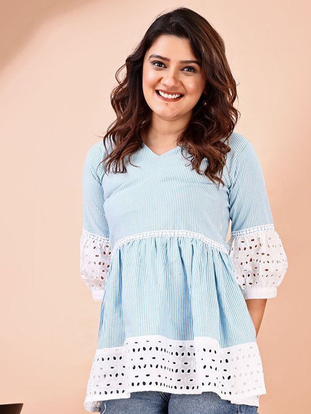 KALINI Women Striped Longline Top
