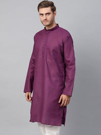 SOJANYA Lelaki Ungu Solid Kurta Lurus