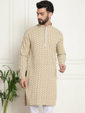 SOJANYA Motif Etnik Sulam Kurta Kapas Tulen