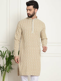 SOJANYA Motif Etnik Sulam Kurta Kapas Tulen