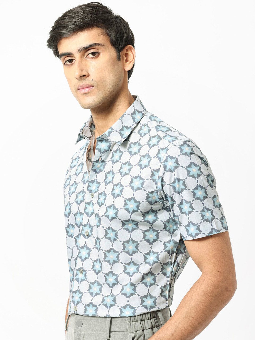 RARE RABBIT Flaret Slim Fit Abstract Printed Pure Cotton Shirt