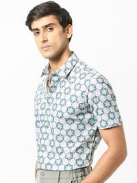 RARE RABBIT Flaret Slim Fit Abstract Printed Pure Cotton Shirt