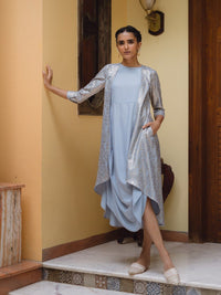W Blue Ethnic A-Line Dress