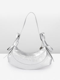 DressBerry Textured Half Moon Shoulder Bag with Bow Detail