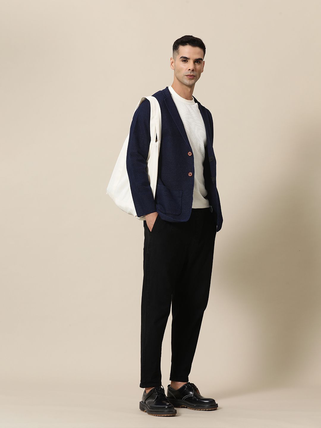 Mr Bowerbird Tailored Fit Lightweight Knitted Single-Breasted Casual Blazer