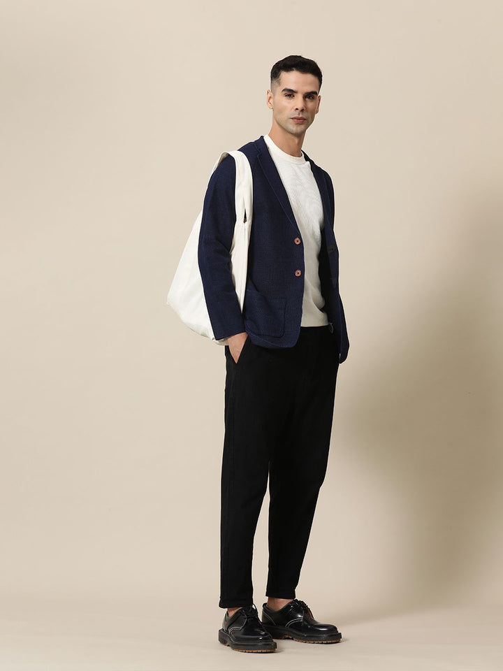 Mr Bowerbird Tailored Fit Lightweight Knitted Single-Breasted Casual Blazer