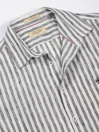 Thomas Scott Premium Linen Slim Fit Striped Spread Collar Casual Shirt