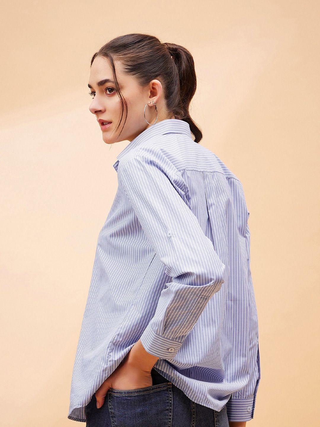 SASSAFRAS BASICS Comfort Striped Spread Collar Long Sleeves Casual Shirt
