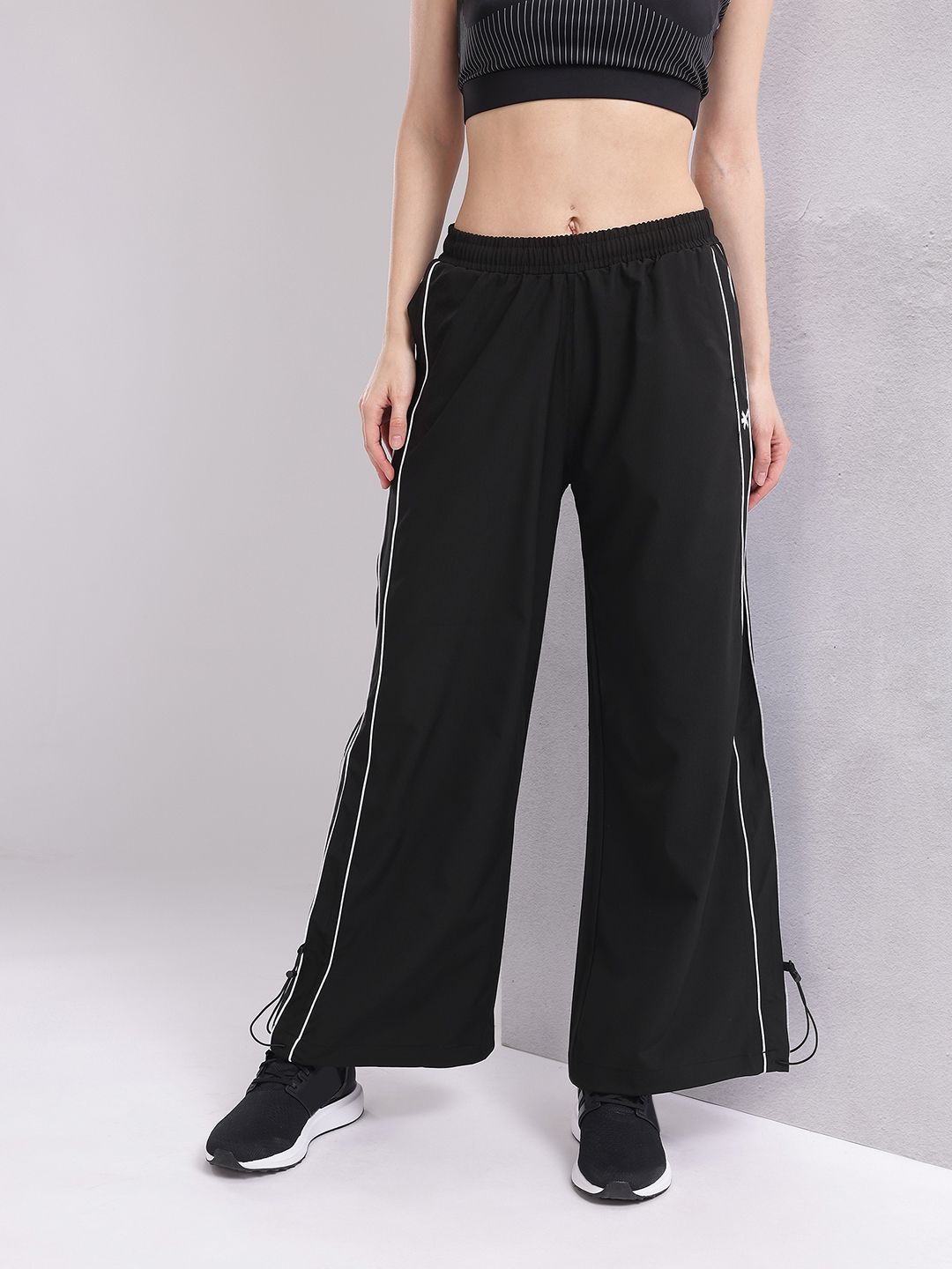HRX by Hrithik Roshan Women Contrast Piping Rapid-Dry Flared Training Track Pants