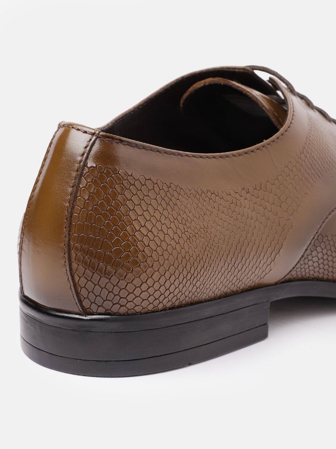 House of Pataudi Men Textured Detail Formal Derbys