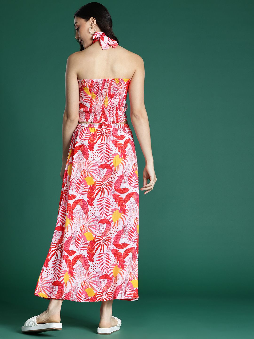 Dressberry Printed Backless Top with Skirt Co-ords
