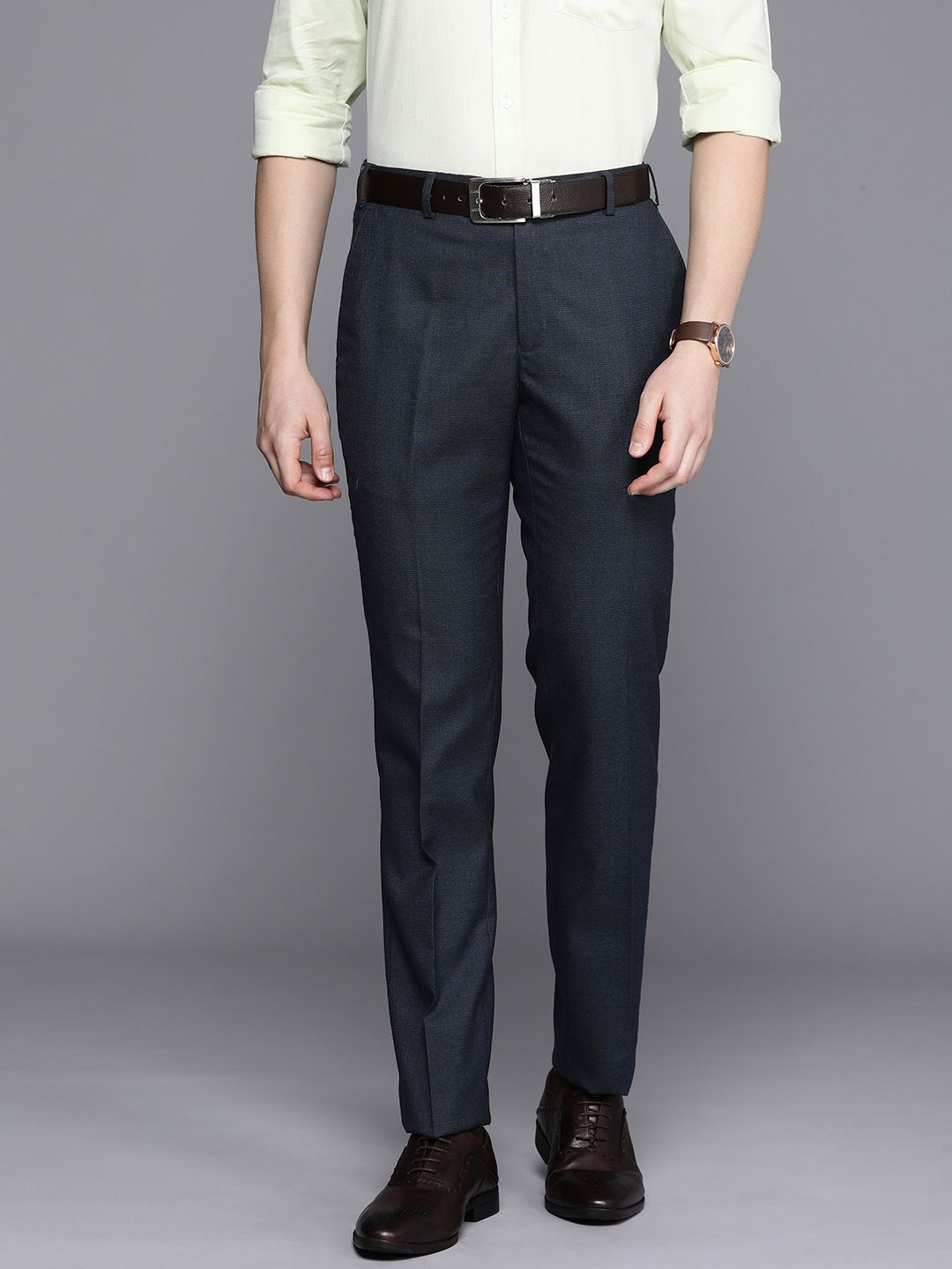 Raymond Men Textured Slim Fit Formal Trousers
