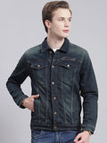 Monte Carlo Spread Collar Long Sleeves Denim Jacket