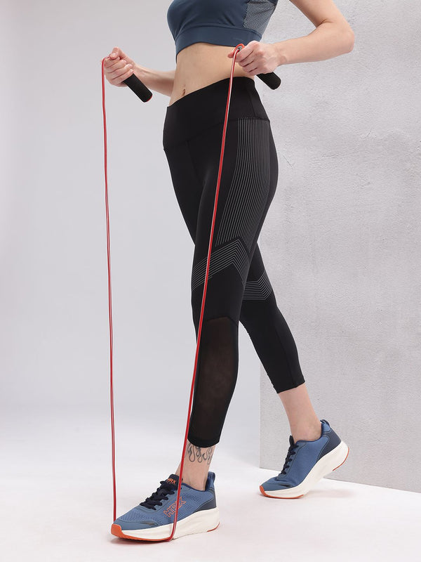 HRX by Hrithik Roshan Women Striped Mesh Rapid-Dry Cropped Training Tights