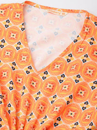 DressBerry Modern Fusion V-Neck Ethnic Print Cut-Out A-line Midi Dress