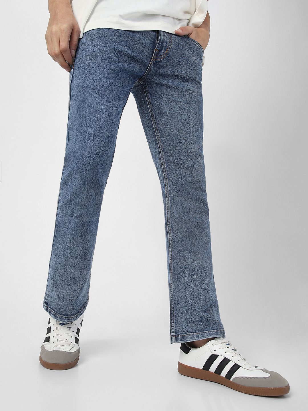 Urbano Fashion Men Bootcut Heavy Fade Clean Look Stretchable Jeans